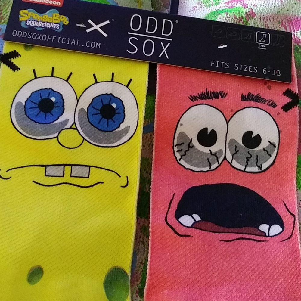 ODD SOX Crew SOCKS SpongeBob SquarePants Mens